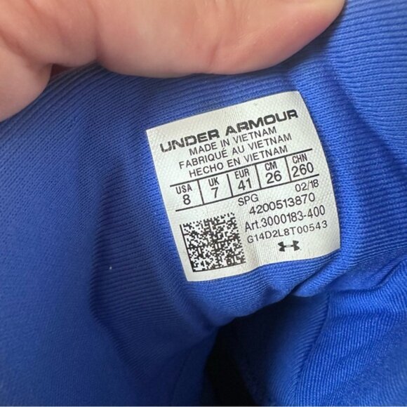 Under Armour | Blue and White Mens Highlight Rm Football Cleats | Size 8 main image 4